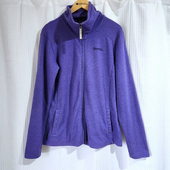 Bench Sweater Jacket Women's Mock Neck Purple Zipper Close Pockets - Picture 1 of 8